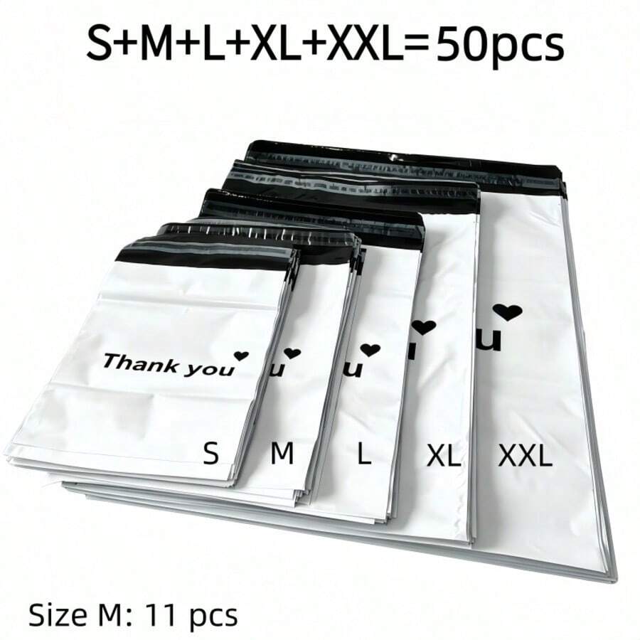 Mixed Pack Of 50/30 White Courier Bags, Ultra-Tough Self-Adhesive Shipping Bags, Waterproof Polyethylene Mailing Bags, Suitable For Clothing And Large Parcels.
