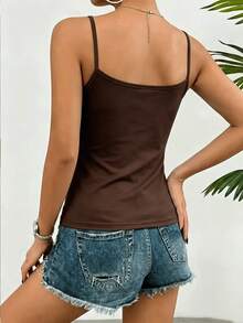 LRNG XMNG EA 3pcs Solid Color Casual Sexy Multi-Function Lace Camisole, Lace Patchwork, Spring/Summer Women's Knit Tank Top, Suitable For Creating Summer Fashion Looks - Multicolor - View 3