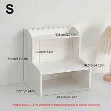 1pc Desktop Organizer Rack, Multi-Layer Bookshelf & Cosmetic Storage Rack, Office Desk Organizer For Books, Stationery, Cosmetics, Figurines, Computer Accessories Display, Space-Saving Home Storage For Bedroom, Living Room, Study - White - View 13