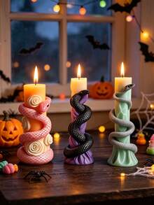 3PCS Snake Silicone Mold Cobra Skeleton Column Casting Mould Thick Flexible For Scented Candle Handmade Soap Gypsum Epoxy Resin Squishy Toy DIY Halloween Autumn Decor Unique Holiday Handmade Gift - A - View 4