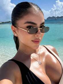 Gafas de moda vintage sin montura - Negro - Ver 1