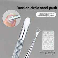 1/2 Pre-Ground Nail File, Double-Ended Steel Pusher, Russian Double-Ended Hoof-Shaped Steel Pusher, Angled Side Nail Trimming Tool For Dead Corners, Nail Polishing Sandpaper, Suitable For Toenails And Foot Cleaning - Multicolor - View 6