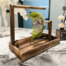 1pc Wooden Parrot Perch, Reduces Destructive Chewing And Boredom Behaviors, Suitable For Resting, Chewing And Feeding, Perfectly Meets Daily Bird Cage Activity Needs, Multi-Functional Exercise And Play Perch - A - View 9