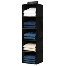 1pc Non-Woven Fabric Hanging Storage Bag, Underwear Storage Bag, Closet Organizer Hanging Bag, 3D Wardrobe Storage Organizer Bag, Durable Washable Dust-Proof Moisture-Proof Multi-Functional Hanging Storage Bag, Home Clothes Storage Bag, Multi-Layer Linen Drawer 3D Storage Bag - Black - View 17
