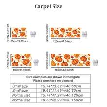 1pc Kitchen Rug, Halloween Pumpkin & Ghost Print Long Runner Mat, Kitchen Entryway Hallway Decorative Carpet, Holiday Atmosphere Soft Decor, Suitable For Indoor Home Scenes, Fun Cartoon Pattern Design, Adding Unique Halloween Vibe - Orange - View 2
