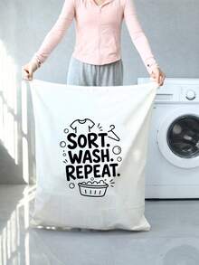 Large Capacity Drawstring Laundry Bag (Multiple Patterns) - Durable And Sturdy, Suitable For Travel, Dorm, School And Home Storage. Extra Large Washing Machine Pattern Laundry Bag, Reinforced Drawstring Design, Machine Washable, Ideal For Travel Clothing Storage, Closet Organization And Bedroom Storage. - Multicolor - View 5