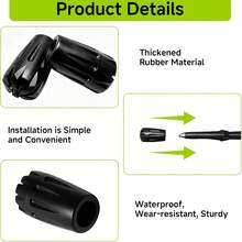 Durable Replacement Trekking Pole Tips, Anti Slip Hiking Pole Tips For 11mm Standard Poles, Shock Absorbing Trekking Pole Tips Caps,30PCS - Black - View 3