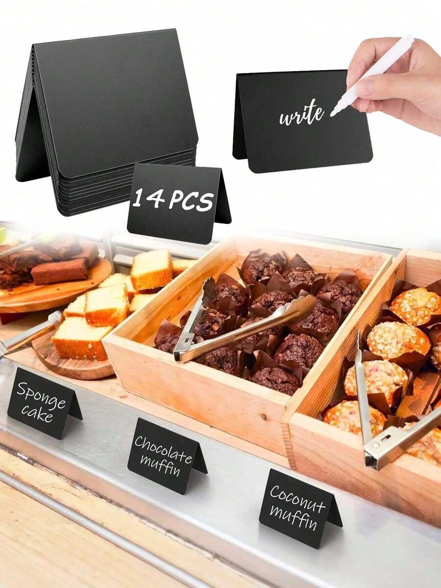 1/7/5/10/14pcs Small Chalkboard Signs, Approx. 4"X3", Easy To Write And Erase - Food Labels, Buffet, Party, Table, Wedding, Bakery, Wedding Signage, Wedding Reserved Seat Signs, Table Cards