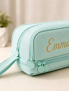 Large Capacity Personalized Pencil Case, Customizable Name Pencil Bag, Custom Storage Bag, Suitable For Markers And Portable Stationery Storage, Customizable Text, Cosmetic Storage Box, Perfect For Back To School, Office Use And Travel, Birthday Gift, Multi-Functional, Decorative, Letter, Fashion, Modern, Colorful, Cute, Casual, Customized, Personalized, Unique, Customized, Ideal Gift For Him/Her - Multicolor - View 5