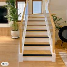 15 Pack Self-Adhesive Stair Nosing Strips, 90*5*2.5cm Non-Slip Step Edge Trim, Self-Stick Protective Molding For Tile Stair Treads, Wear Resistant Border Strip For Indoor Step Decoration - Negro - Ver 1