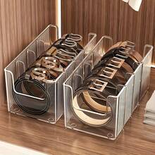 4-Compartment Large Capacity Transparent Plastic Storage Box With 3 Removable Dividers, Multi-Functional Desktop Organizer For Belts, Cosmetics, Vanity, Wardrobe And Bathroom - Clear - View 2