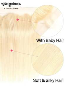 MEGALOOK #613 Blonde 13x4 Transparent Lace Closure Silky Straight Hair Color Closure Invisible Lace 100% Human Hair Extensions 8-20 Inches Pre-Plucked Brazilian Human Hair Frontal Closure - S613 - View 7