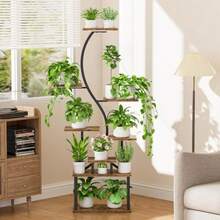FURRIFIC Soporte para Plantas de 8 Niveles para Uso Interior y Exterior, con Luz de Crecimiento para Plantas, Estante para Plantas en Forma de S, Sala de Estar, Dormitorio, Balcón, Jardín - Negro - Ver 7