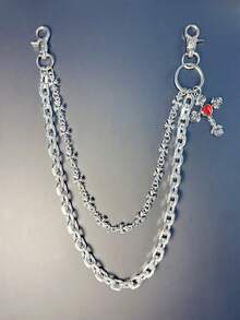 Cross Chain Pants Chain Rhinestone Waist Chain Lobster Clasp Pendant Wallet Chain Vintage Chain Double Layer Chain Hip Hop Punk Jeans Chain Pocket Chain Men's Key Chain Multi-Element - Multicolor - View 2