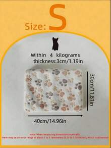 1pc Milk White Paw Print Coral Fleece Thick Warm Pet Mat, Suitable For Small To Medium Cats And Dogs, 4-Season Use - White - View 14
