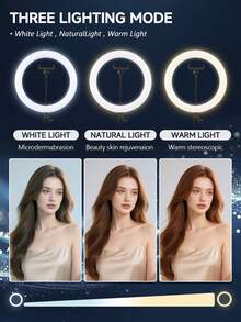 AXNEN 10 Inch RGB Ring Light With Tripod, Clip And Phone Holder, LED Ring Light With 39 Color Modes And 10 Brightness Levels, Suitable For Makeup, Selfie, Photography, Live Streaming - Black - View 4