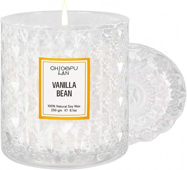 Chloefu LAN Vanilla Bean Highly Fragranced Candle Gifts For Women, Mothers Day Candle Gift, Natural Wax Candle For Home Scented, Up To 55 Hour Burn