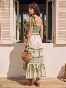 CAJUNI Women Long Jumper Dress With Spaghetti Straps, Fashion For Summer Elegant - Green - View 4