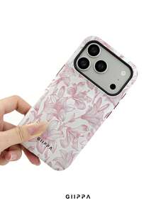 GIIPPA 1pc White Base With Gradient Light Pink Floral Pattern Design, Phone 17 Pro Max Phone Case, Compatible With Phone 16 Pro Max, 15 Pro Max, 14 Pro Max, Korean-Style High-End Fashionable And Fun Phone Case, Compatible With 11/12/13/14/15/16 Pro Max Plus, Elegant Design Suitable For Men And Women, Perfect Gift For Girlfriend On Christmas, Valentine's Day, Easter, Wedding Season And Birthday! - Pink - View 5