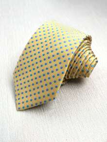 1pc Unisex Blue & Pink Polka Dot Tie, Suitable For Casual Street Style And Business Occasions, Men's Tie - Multicolor - View 9