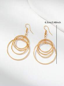 1pc Women's Luxury Minimalist Geometric Design Earrings, Fashionable Versatile For Daily Wear And Party - Gold-e1560C - View 4