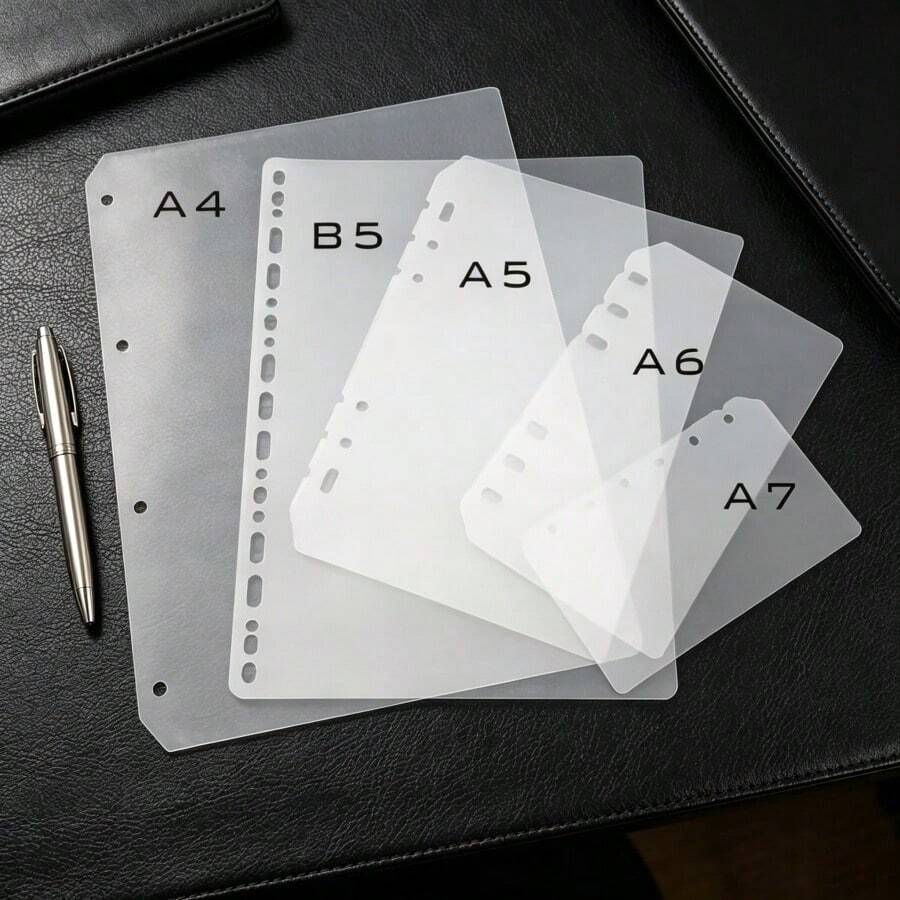 6pcs A4 A5 A6 A7 B5 Transparent Frosted Loose Leaf Binder Backing, Seal Book Cover, Sticker Backing, Sticker Album, Culture Stamp Page, Stamp Album Refill Page, 3D Sticker Book Board, Sticker Book, Used For Sticker Book Making, Book Cover, Office Stationery Supplies