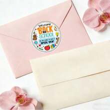 1/3/5PCS Waterproof PP Synthetic Paper Sticker, Welcome Back To School We Are Going To Have A Great Year Colorful Stationery Round Decal, Back To School Season Sticker For Classroom Laptop Flask, Teacher Student First Day School Decor Gift - A - View 3