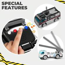 TEMI 兒童玩具車 7合1運輸車玩具，多功能貨櫃卡車與6輛合金小車，互動玩具車，適合3歲及以上兒童，生日與聖誕理想禮物（配件顏色隨機） - 黑色 - 查看 7