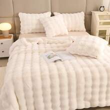 EDIMENS Faux Rabbit Fur Throw Blanket For Sofa, Reversible, Soft And Fluffy, Thick And Warm Plush Blanket For Sofa, Bed And Armchair, Decoration - 乳白色 - 查看 13