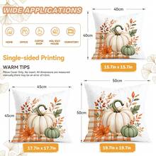 4 piezas Fundas de almohada con patrón de calabaza de otoño a cuadros naranjas sin rellenos, fundas de almohada impresas en un solo lado, adecuadas para sala de estar, dormitorio, decoración del hogar, fundas de almohada para todas las estaciones - Multicolor - Ver 3