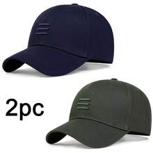 1 pieza Gorra de béisbol para hombre con bordado de 3 rayas, ajustable, con protección solar para exteriores, sombrero de ocio para primavera, otoño, viajes y playa - Verde militar - View 9