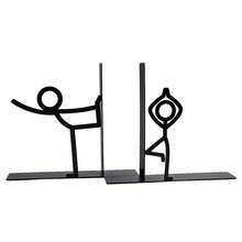 A Pair Of Creative Metal Bookends Featuring Two Matchstick Figures In Distinct Poses, Fun Silhouette Book Stoppers With Interacting Matchstick Characters, A Whimsical Gift Ideal For Book Lovers, Students And Office Workers, Perfect Presents For Birth - One Size - View 12