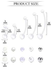 17Pcs/Set 14G Pregnancy Belly Button Rings Flexible Maternity Belly Button Rings Clear Long Bar Pregnancy Belly Rings Cute Sport Navel Rings For Women - Clear - View 2