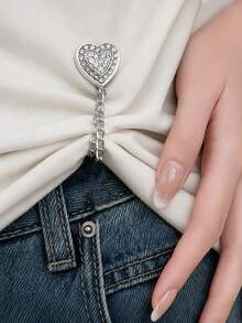 2/1pc Rhinestone Heart-Shaped Flower Pant Leg Shortening Buttons, Prevent Pant Legs From Dragging. Hidden Button Pant Leg Closure Design, Seamless Fit, Effectively Prevent Pant Legs From Dragging. Suitable For Jeans And Casual Pants, Waterproof, Portable, Durable - A - View 3