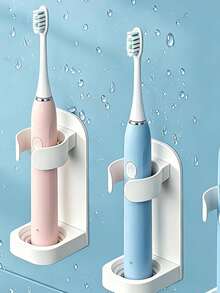 1pc/2pcs/5pcs Electric Toothbrush Holder Wall Mount Bracket With Drainage Function, Home Storage Toothbrush Rack Razor Holder, Bathroom Back To School Season Quick Dry Space-Saving Strong Adhesive Toothbrush Storage For Travel - Multicolor - View 2