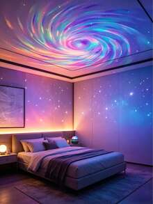 Starry Night Light Projector With Remote Control - Adjustable LED Desk Lamp, Aurora Effect, Starry Vortex Effect, Water Ripple Effect, USB Powered, Polished Plastic Surface, Perfect For Bedroom And Living Room Decor, Living Room Lighting | Sky Theme Decor | USB Powered Lamp, Bedroom Lighting - Multi-color light - View 9