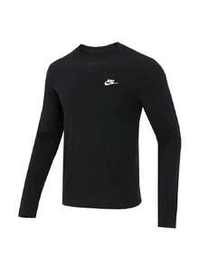 Nike Men's T-Shirt AS M NSW CLUB TEE - LS Soft Comfortable Sports Casual Long Sleeve Running Training Top AR5194-010 - Black - View 1
