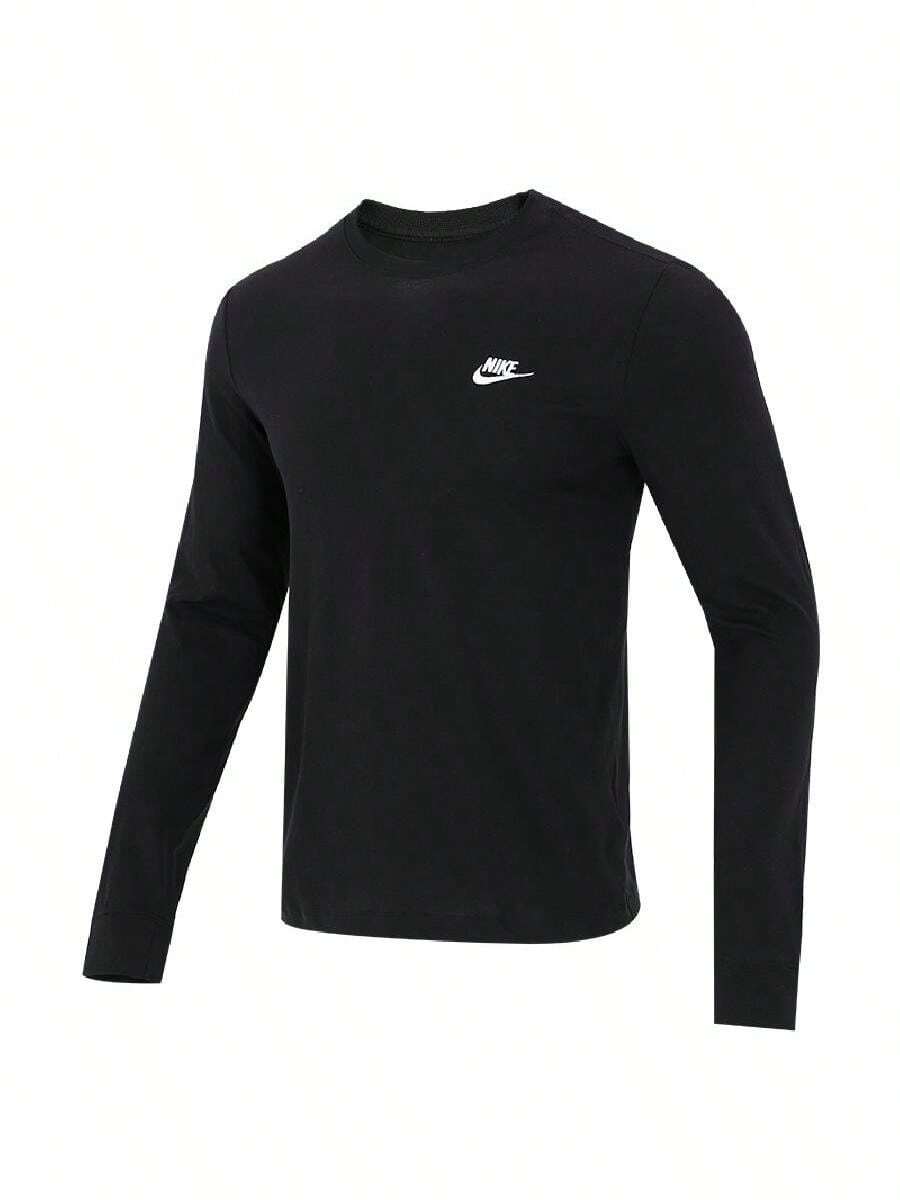 Nike Men's T-Shirt AS M NSW CLUB TEE - LS Soft Comfortable Sports Casual Long Sleeve Running Training Top AR5194-010 - Black - View 1