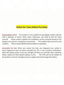 1S Fast Biometric Fingerprint Drawer Lock, Smart Anti‑Theft Cabinet Security Lock, 10 Fingerprints Storage, Type‑C Emergency Power, Easy Install For Wooden Drawers & Cabinets, Drilling Required, Batteries Not Included - View 9