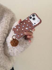 Blue, Brown, Beige Simple Polka Dot Contrast Color Korean Style Phone Case Compatible With Apple 17 Pro Max, 15 New Version, 16 Pro, Suitable For Women, Shock-Proof Full Coverage Protection - Brown - View 4