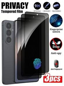 ZYSHI 3pcs, Anti-Peeping Tempered Glass Screen Protector, Compatible With Samsung Flat And Curved Screens, Protects Privacy, Ultra-Thin Tempered Glass, Balances Hardness And Fingerprint Unlock Function, Compatible With Samsung S26 Ultra/S26 Plus/S26/S25/S24/S23/S22/S21 Models - Black - View 15