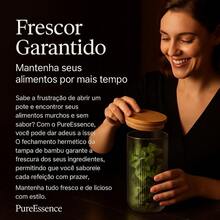 Pote Hermetico De Vidro 1L Borossilicato Com Tampa Bambu Capacidade - Visão 3
