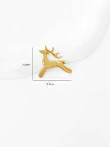 1pc Classic Deer Brooch Women's Daily Party Jewelry Accessory, Animal Theme Pin/Best Friend Gift Badge Decoration - Fawn - View 2