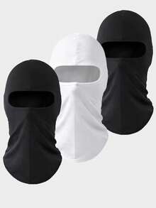 Set Balaclava Unisex Warna Polos 1 buah, 2 buah, 3 buah, Masker Wajah Penuh Satu Lubang untuk Bersepeda, Cocok untuk Jalan-jalan Sehari-hari dan Aktivitas Luar Ruangan - Gaya I - View 21