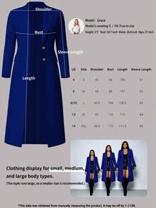 Chaqueta de cárdigan de manga larga de unicolor elegante para mujer, primavera/otoño - Azul - Ver 8