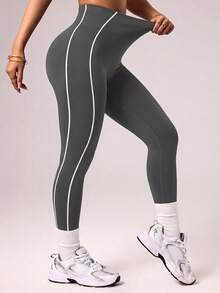 Women's High Waist Tummy Control Yoga Pants, Soft Elastic Tight Fitness Training Workout Leggings - Grey - View 4