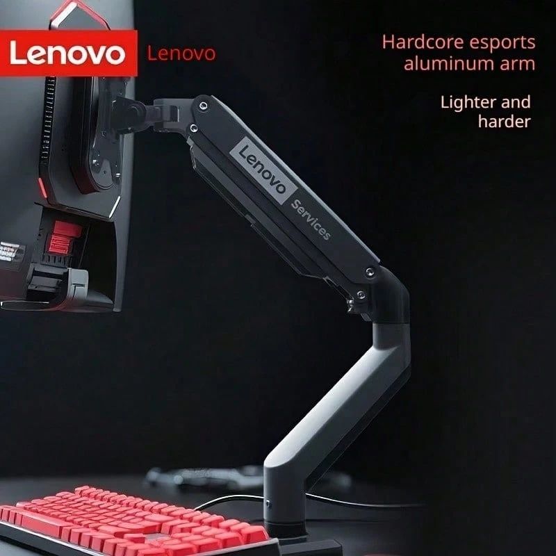 1pc Lenovo AM210 Ergonomic Single Monitor Stand, Solid Aluminum Alloy Desktop Screen Mount, Hidden Cable Management System, Smooth Floating Design, Stable Installation, 10-Year Wear-Resistant Metal Frame, Relieves Office Neck Fatigue - View 1