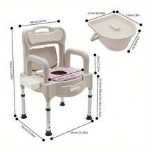 kangten Bedside Commode Toilet, Portable Toilet Chair, Adult Potty Chair For Bathroom - Grey + White - View 2