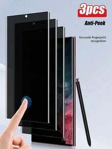 BOLLYMORE 3pcs Privacy Screen Protector Glass Compatible With Samsung Galaxy S21/S22/S23/S24/S25 Ultra, Fingerprint Unlock, Anti-Spy, Scratch Resistant, Shockproof, Waterproof - Black - View 12