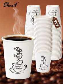 shoxil 25pcs 9oz Disposable Hot Drink Paper Cups, Custom Printed Single Wall White Paper Coffee Cups, Sturdy Leak-Proof, Suitable For Cafes, Restaurants, Takeout Beverages And Catering Services - A - View 6